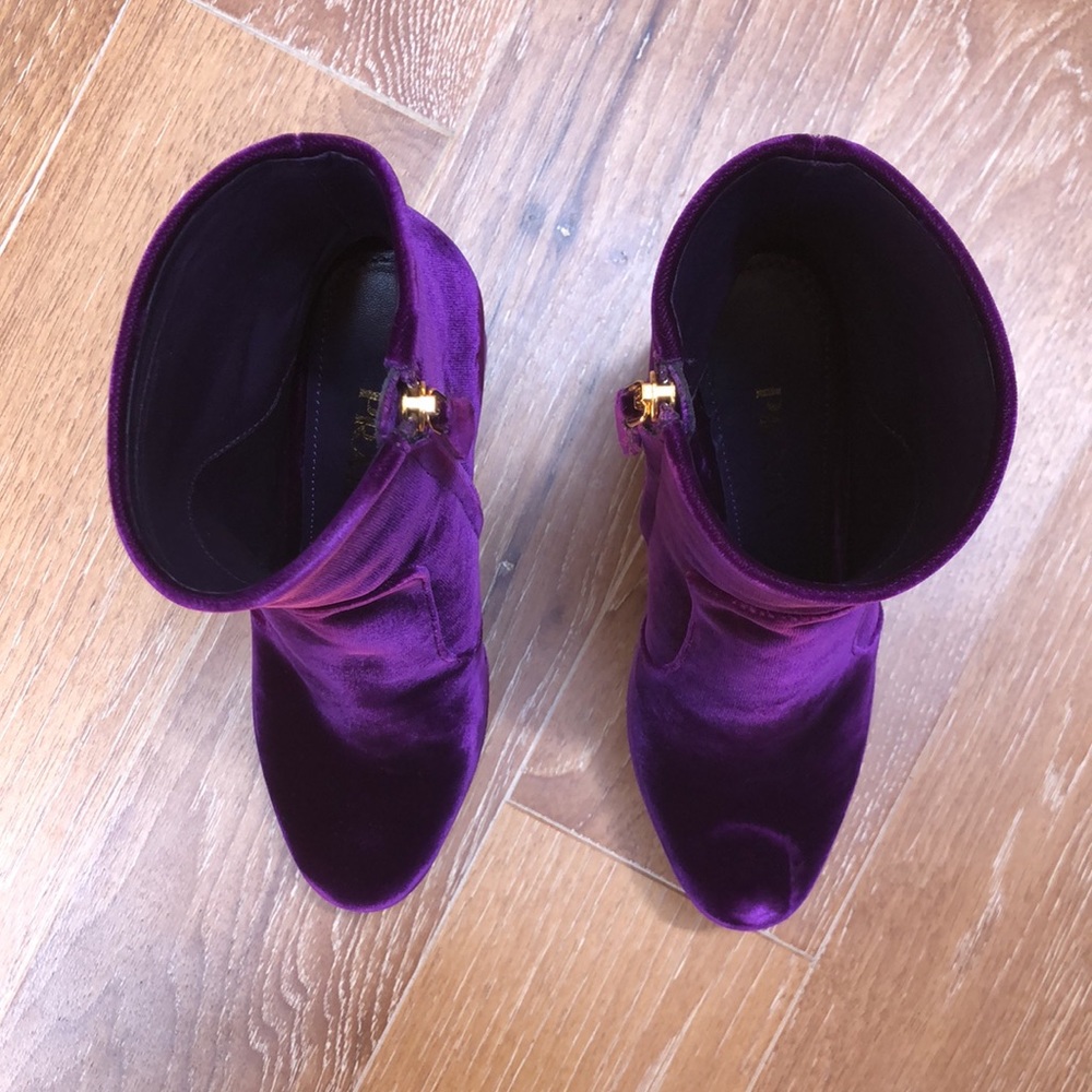 Prada Velvet 115 Magenta Platform Ankel Boots - 6 - Picture 4 of 15